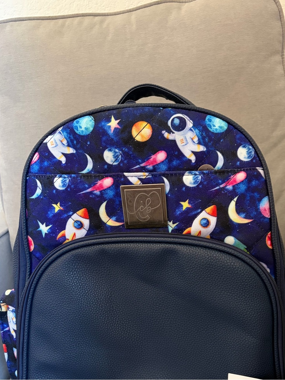 Baby Diaper Backpack- Navy Blue Nova Faux Leather
